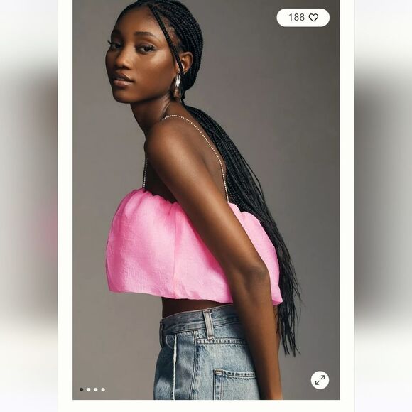 Anthropologie Maeve Diamond Strap Crop Top M NWT - Picture 4 of 6